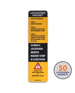 50 Pack Lockdown Magnets for Schools - 6.5 x 1.75